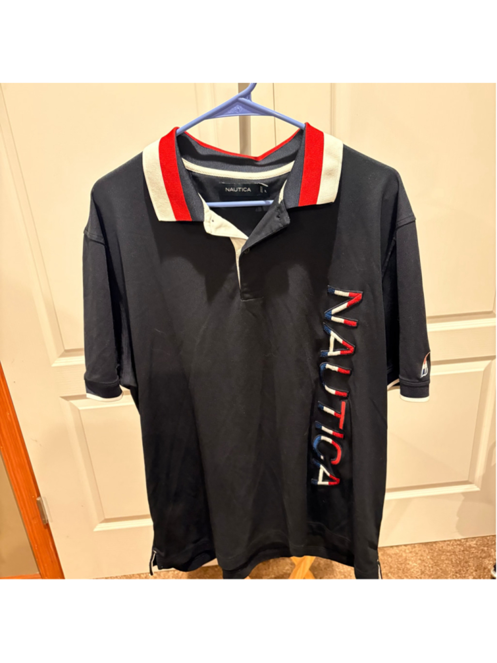Men's Nautica Polo Shirt XL Black Red White